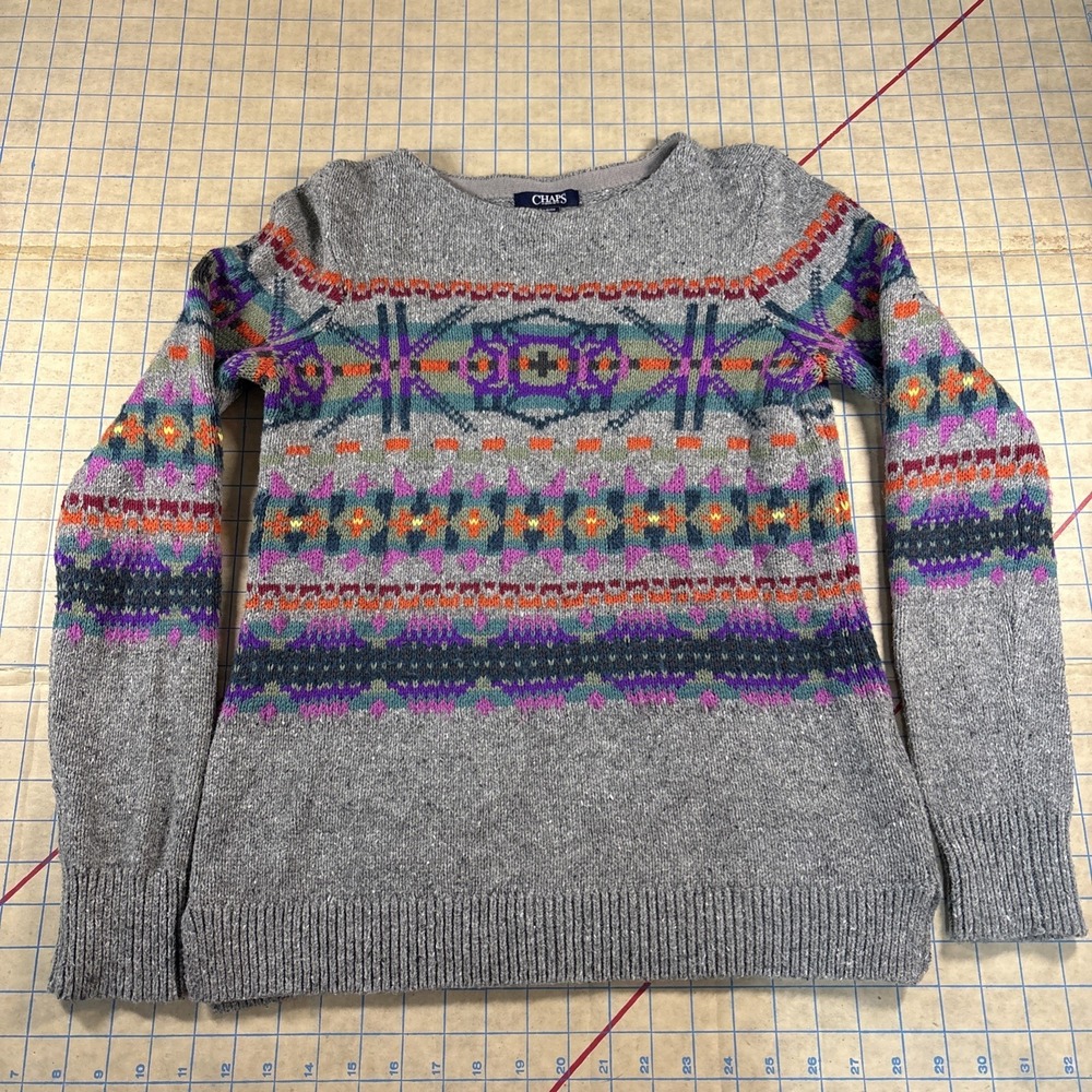 Chaps Women's‎ Sweater Navajo Tribal Long Sleeve Ladies Sweater Small